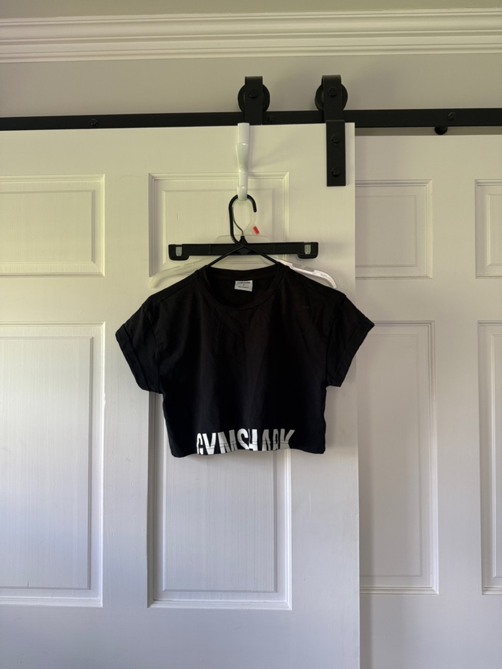 Gymshark Black Crop Tee with White Logo